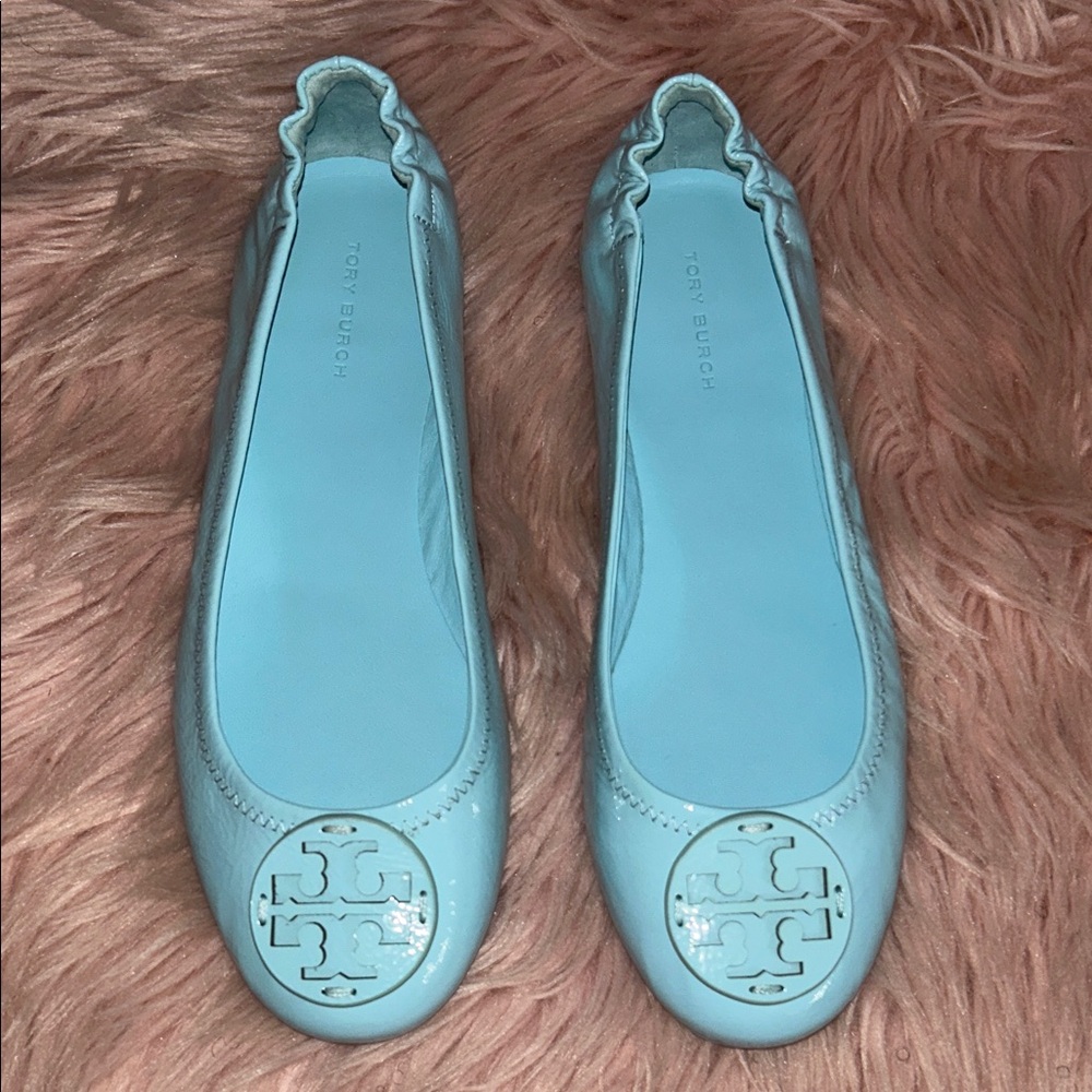 Tory Burch Baby Blue Patent Reva Ballet Flats